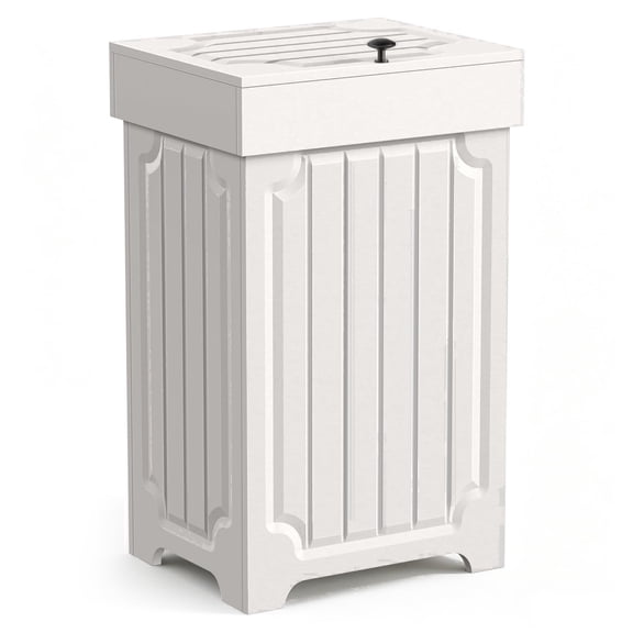 Povrgive 13 Gallon Dog Proof Trash Can Kitchen, Farmhouse Wood Garbage Can with Lid, White