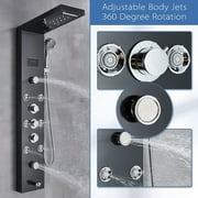 Senlesen Black Shower Panel Tower LED Rain Shower Faucets Massage System Body Jet Sprayer
