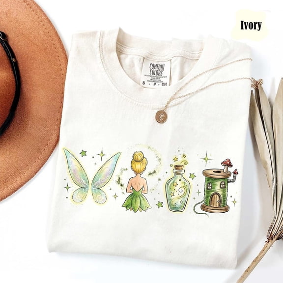 Comfort Colors Vintage Tinker Bell T-Shirt, Neverland Fairy Tee, Magical Vacation Tee