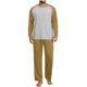 thumbnail image 2 of Conjunto de pijama informal de estilo masculino, camisa de manga larga con cuello redondo y cordón en la cintura, pantalones largos holgados para el hogar, pantalones cortos de manga corta de poliéste, 2 of 7
