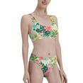 thumbnail image 2 of Daiia Tropical Flowers printed 2 piece Swimsuit Bikinis for Women High Waisted Racerback Bathing Suits Summer Tummy Control Scoop Neck Swimwear-Small, 2 of 8