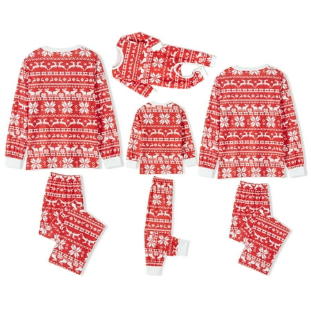 

CenturyX Family Matching Christmas Pajamas Set Long Sleeve Christmas Snowflake Elk Print Tops Trousers Suit Pjs