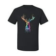 thumbnail image 2 of Wild Bobby, Colorful Paint Splatter Deer Head, Animal Lover, Men's Graphic Tees, Black, Small, 2 of 3
