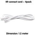 thumbnail image 2 of 4FT 1.2 Meter T5 T8 Tube Light Fixture LED Linkable Cords, Double end Connector Cable, Power Extension Wire for LED Integrated Single Fixture, Shop Light, Garage Light, Under Cabinet Light, Pack of 4, 2 of 7