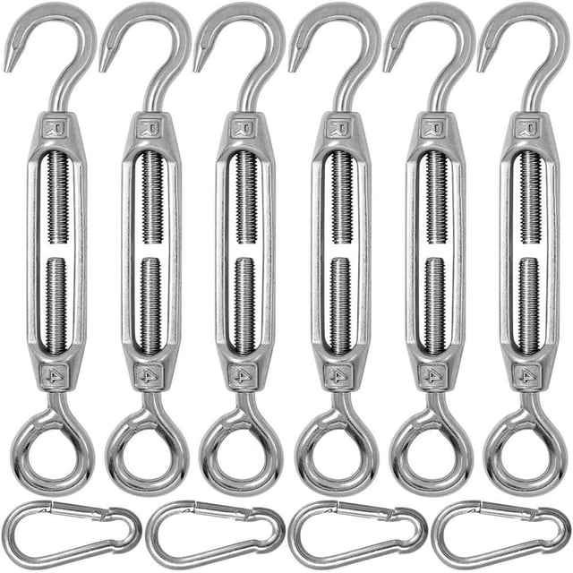 Heavy Duty Turnbuckles For Wire Rope Tension, Polished Oxidation-Resistant Layer 304 Stainless Steel For Weatherproof And Corrosion Resistant Performance, 6 PCS