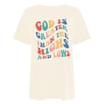 thumbnail image 4 of Graphic Tees for Women Casual Loose Letter Print Crew Neck Short Sleeve T Shirt Top for Everyday Comfort and Style Beige L, 4 of 4