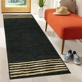thumbnail image 5 of GRUHUM Jute Runner Rug 2'6"x 8' ft Natural Fibre Black Rectangular Jute Area Rug Leather Handwoven Boho Farmhouse Braided Rustic Vintage Eco Friendly Rug Kitchen Livingroom Bedroom Hallways Enterways, 5 of 10