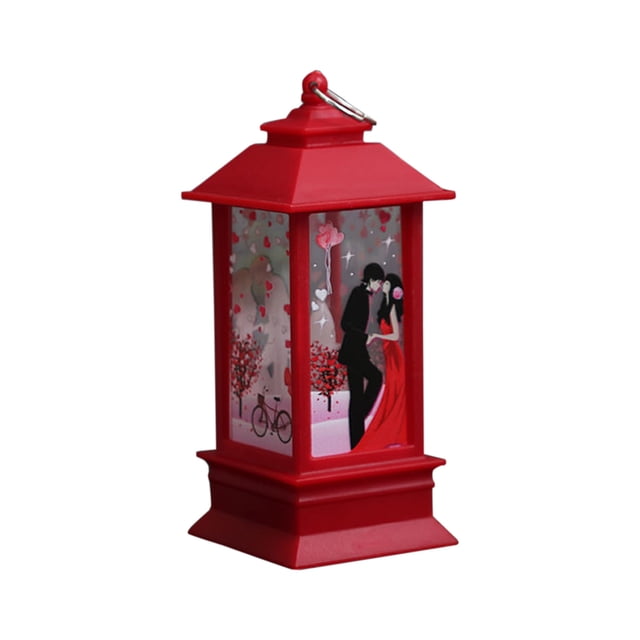 Fasiaou Cadeaux de la Saint-Valentin, Lanterne Musicale Lumineuse avec Boules de Neige et Roses Rouges Roses en Forme de Cœur, Décorations de Mariage et de la Saint-Valentin, Rouge