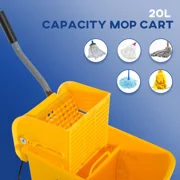 Compact Mop Bucket with Wringer, 21-Quart Rolling Mop Bucket with Separate Dirty & Clean Water