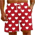 thumbnail image 4 of Lovskoo 2024 Men's Hawaiian Summer Beach Shorts Drawstring Valentine's Day Heart Print Casual Shorts Pant Red, 4 of 9