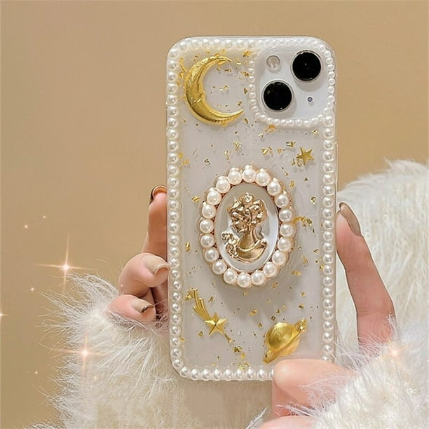 Funda de teléfono de lámina dorada con estatua de arte estético para iPhone 14, 13, 12, 11 Pro, XS, Max, X, XR, 7, 8 Plus Fivean unisex