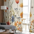 thumbnail image 4 of Sheer Curtains 72 inches Long, Yellow and Red Poppy Watercolor Floral Plants Retro Linen Light Filtering Sheer Window Curtains Rod Pocket Voile Drapes for Bedroom Living Room, 52"W x 72"L 2 Panels, 4 of 7