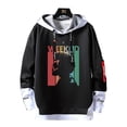 thumbnail image 4 of Sudadera con capucha con estampado de rapero para hombre, ropa de calle de gran tamaño con cintas y letras, jersey de retazos, primavera y otoño, 4 of 4