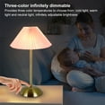 thumbnail image 4 of Upgraded Bedside Table Lamp with 3 Color Temperatures, USB Charging Metal Base Night Light, Pleated Fabric Shade Stepless Cordless Table Lamp, 1800mAh (11.8 inch), 4 of 10