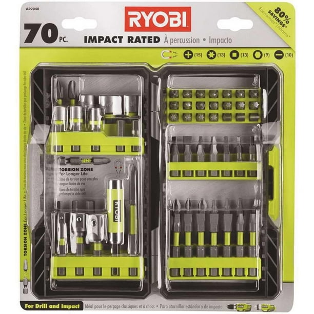Kit de conducción Ryobi AR2040 con clasificación de impactos, 70 piezas