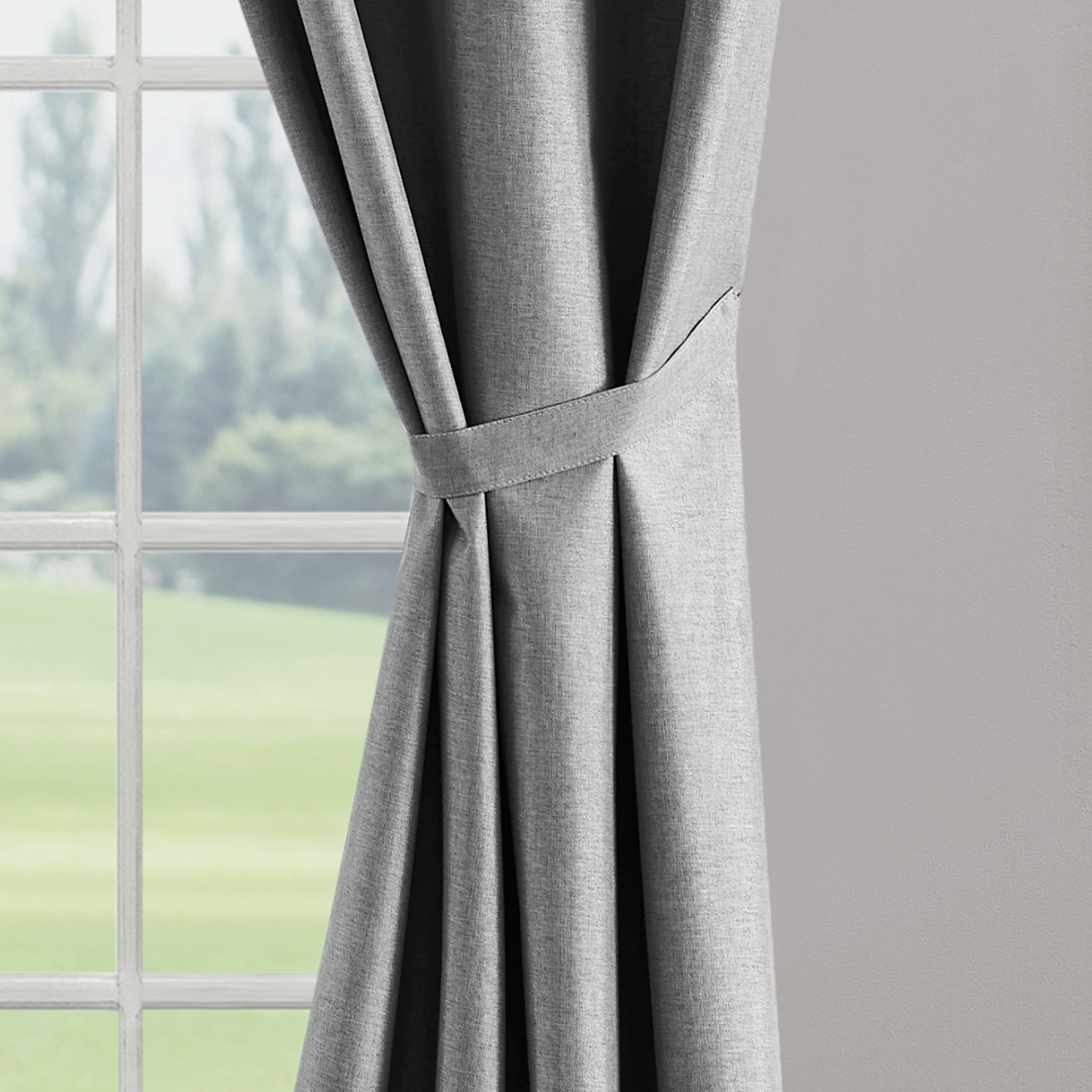 Legrae Blackout Thermal Insulated Grommet Curtains, Set of 2 Panels with Tiebacks, Titanium Grey, 38" x 63"