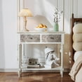 thumbnail image 4 of SUNBURY 31.5" W Vintage Console Table with 2 Drawers, Small Entryway Table with 2-Tier Storage Shelves,Beige Side Table for Living Room, Entryway, 4 of 8