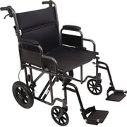 ProBasics Bariatric Steel Transport Chair 22'' 450 lb Capacity, Silver Vein Finish, 12'' Rear Wheels
