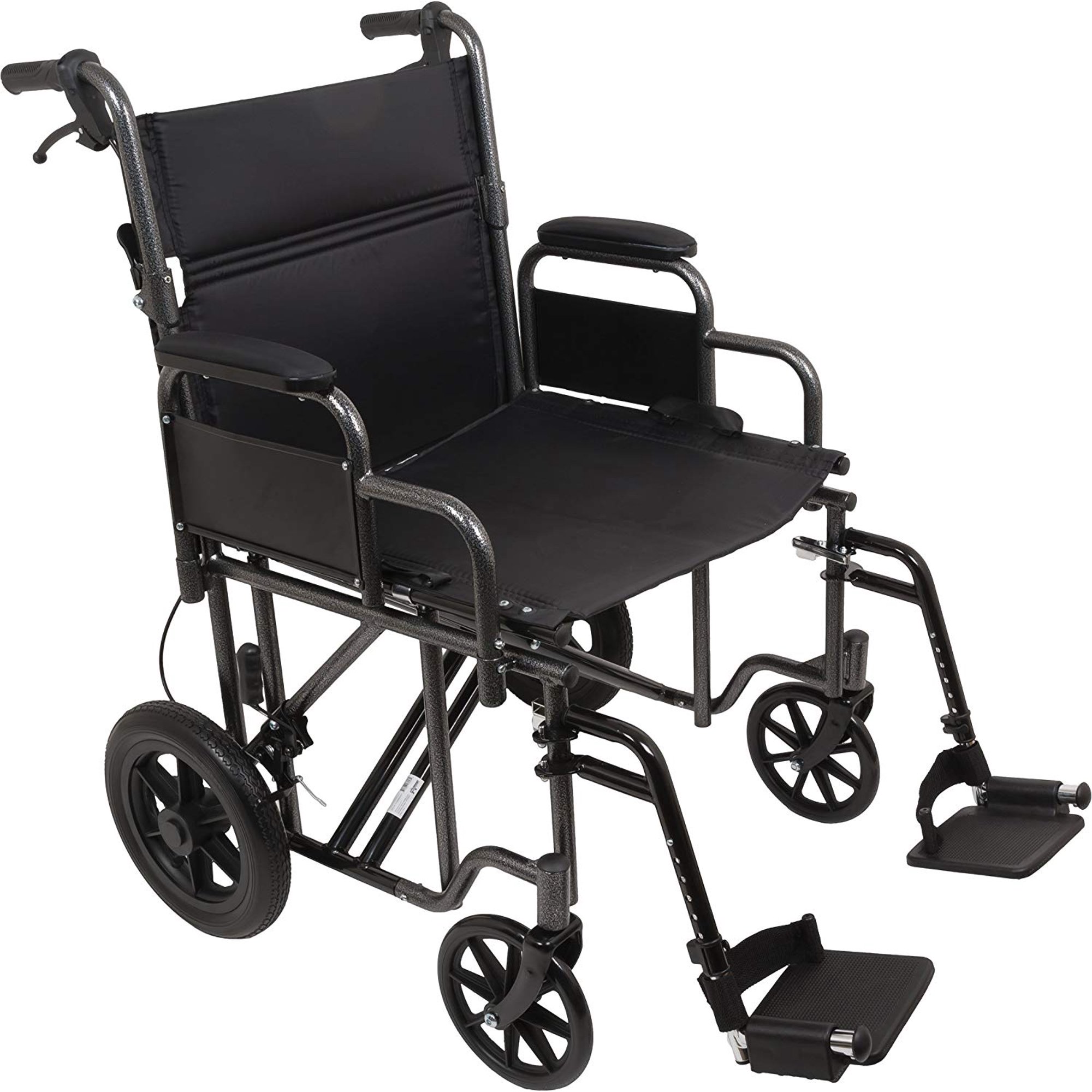 ProBasics Bariatric Steel Transport Chair 22'' 450 lb Capacity, Silver Vein Finish, 12'' Rear Wheels