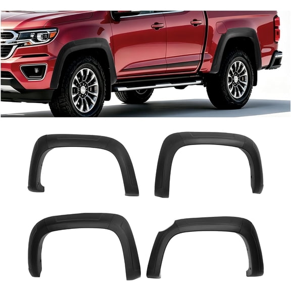 KOJEM Fender Flare Compatible with 2015-2021 Chevrolet Colorado Black Plastic PP
