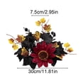 thumbnail image 3 of Fall Halloween Decoration for Home Indoor Outdoor Clearance Under $5.00!Halloween Autumns Harvests And Thanksgiving Table Decoration And Artificial Sunflower And Maple Leaf Candle Ring/Wreath, 3 of 6