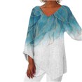 thumbnail image 1 of Birdeem Femmes Décontracté Manches Longues Col en V Hauts Blouse Ample T-Shirts Imprimés Blouse, 1 of 5