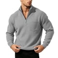 thumbnail image 7 of CQONEPT Mens Big and Tall Corduroy Quarter Zip Sweatshirt Casual Henly Sweater Trendy Tops Lightweight Stand Collar Pullover Shirts with Pockets Gray S, 7 of 7