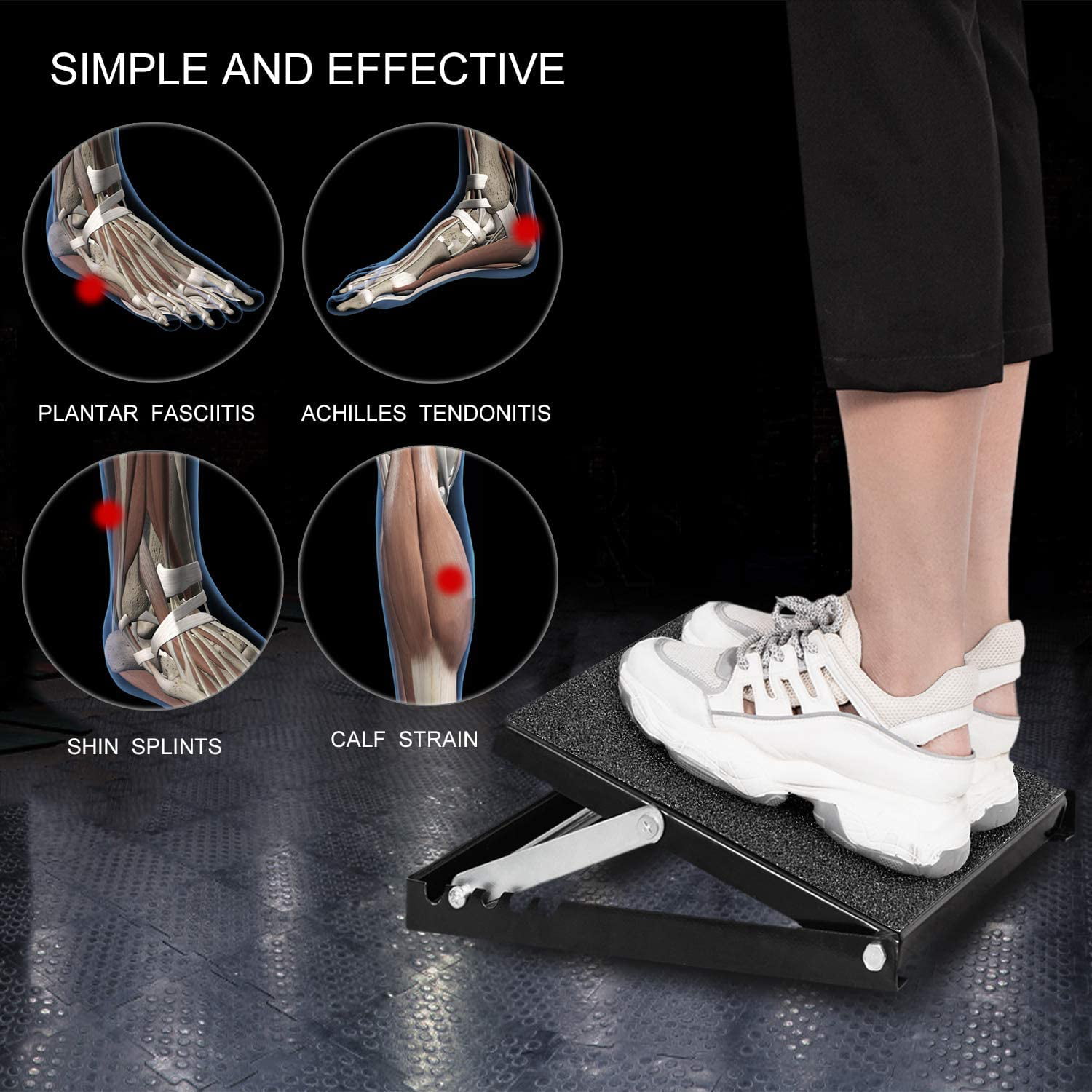 Adjustable Calf Stretcher Incline Board Stretch Board for Ankle and Foot Stretching 500 LB Capacity Professional Steel Slant Board with Heel Support & Movable Full Non-Slip Surface Black 