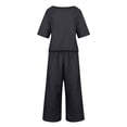 thumbnail image 4 of NMMUED Lounge Sets for Women 2 Piece Matching Travel Outfits 2026 Loose Short Sleeve Top Wide Leg Pants Pockets Matching Sets Women Clothing Black M, 4 of 6