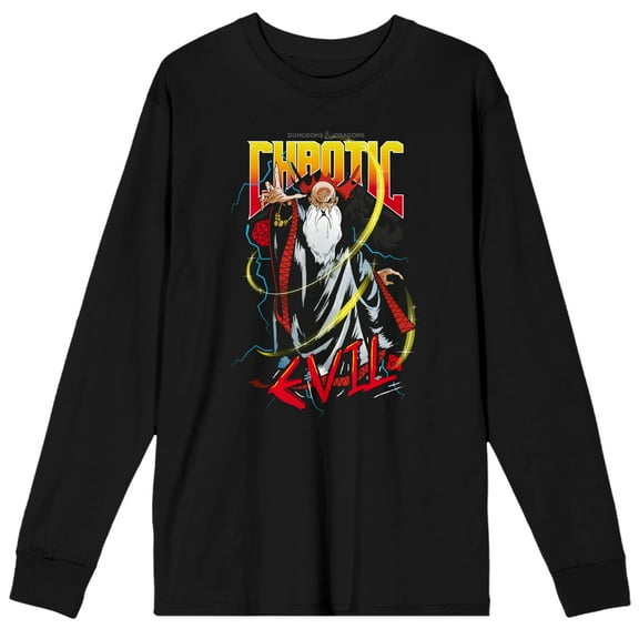 Dungeons & Dragons Chaotic Evil Men's Black Long Sleeve Tee-Medium