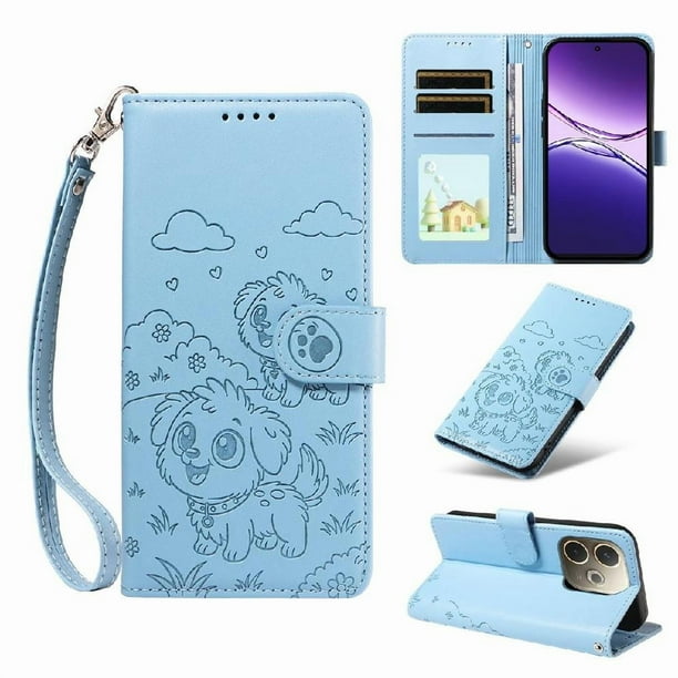Funda Cartera GANGXUN con Diseño de Perrito en Relieve para OPPO A5 Pro 4G/5G , Protección 360° con Ranuras y Correa Desmontable