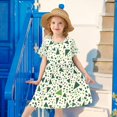thumbnail image 6 of FORMRS Girls Short Sleeve Dress Summer Casual Round Neck A-line Beach Sundress, Sizes 2T-8T, Green Triangles Pattern, 6 of 8