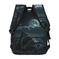 thumbnail image 4 of Zufioo Moonlit Night Sky Shark Print Casual Student Backpack, Adjustable Shoulder Straps Multi-Function Multi-Pocket Sports Bag Travel Backpack, Unisex-One Size, 4 of 5
