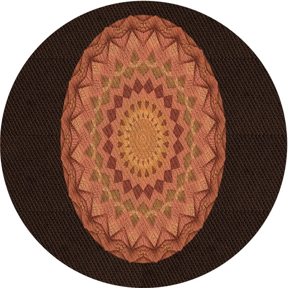 Ahgly Company Machine Washable Indoor Round Transitional Mahogany Brown Area Rugs, 6' Round