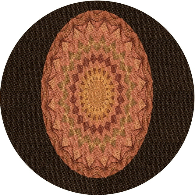 Ahgly Tapis Rond Lavable en Machine Intérieur Transitionnel Acajou Brun, 4 Pieds Rond
