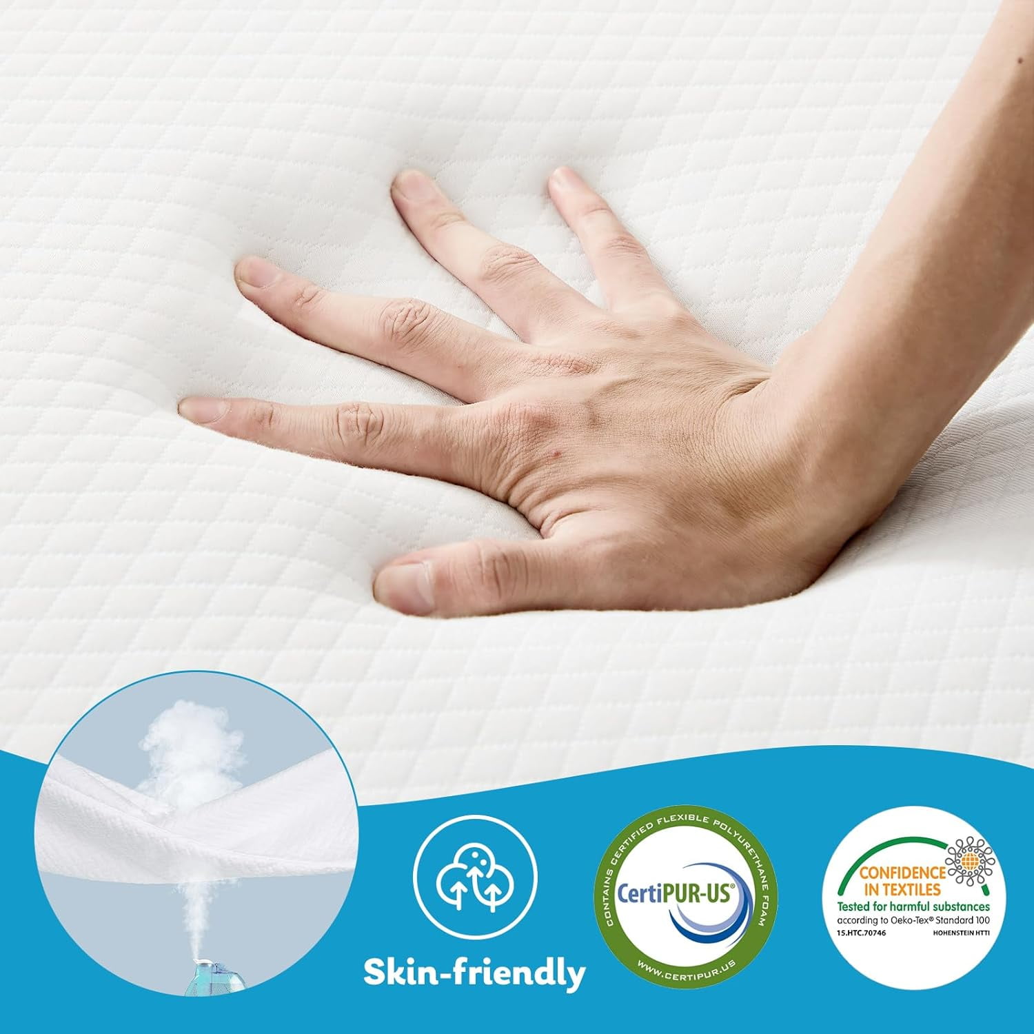 Aidoly 4 inch Tri-Fold Memory Foam Mattress, Portable Folding Bed with Removable Cover for Camping & Home Use, Twin Size