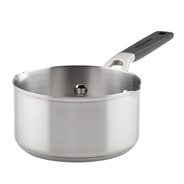 Cacerola KitchenAid de acero inoxidable cepillado de 1 litro con caños