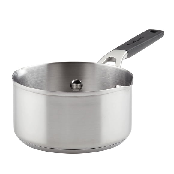 Cacerola KitchenAid de acero inoxidable cepillado de 1 litro con caños