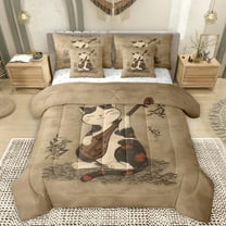Manfei Pet Animal Kitten 7-Piece Bedding Comforter Set,Japanese Style King Bedding Sets,Kawaii Cat Bed Sheets For Adults,Super Cozy Room Decor Reversible