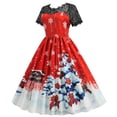 thumbnail image 4 of Pompotops Robe de Soirée Grande Taille Mode Femme Impression Épissage Dentelle, 4 of 9