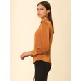 thumbnail image 4 of Camisa De Satén Con Cuello Alto Para Mujer Pajarita Blusas De Trabajo De Oficina Tops Marrón S, 4 of 6