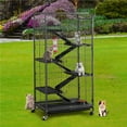 thumbnail image 2 of Yaheetech 52'' 6 Level Indoor Ferret Rabbit Small Animal Cage Hutch Black with 3 Front Doors, 2 of 8