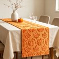 thumbnail image 3 of Ktlvex Halloween Pumpkin Table Runner 3D Embossed Pumpkin Maple Leaf Table Decor Soft Fabric Harvest Fall Table Runner for Dining Table Holiday Party Decorations (Yellow), 3 of 3