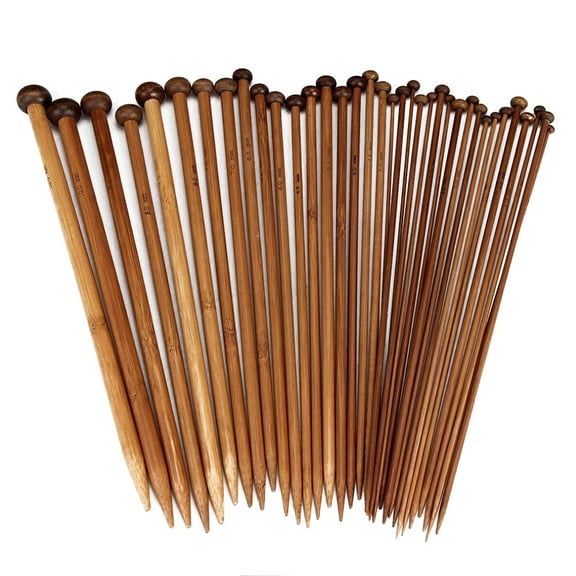 Naierhg 36Pcs 18 Sizes 1 Set Carbonized Bamboo Single Pointed Crochet Knitting Needles