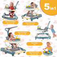 thumbnail image 6 of YYUAN 5-in-1 Baby Walker for Boys and Girls, Adjustable Infant Walkers with Wheels, Green, 6 of 9