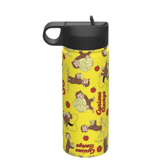 Sports Water Bottle Vacuum Insulated, Curious George Stainless Steel for Sports Gym Travel 18 Oz