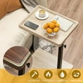 thumbnail image 3 of Beuway Edge-Raised C-Shaped Side Table with Wheels,Height Adjustable & 360°Swivel Top End Table(Beige Grain), 3 of 11