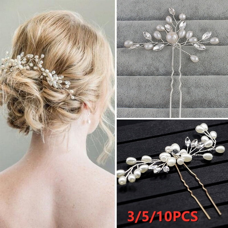 New 10Pcs Wedding Bridal Rhinestone Flower Crystal Hair Pins Clips Bridesmaid 