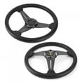 thumbnail image 4 of Drifting Steering Wheel, Wear Resistant 14in Steering Wheel Round Aluminum Alloy PU Comfortable  For Auto Modification Black, 4 of 8