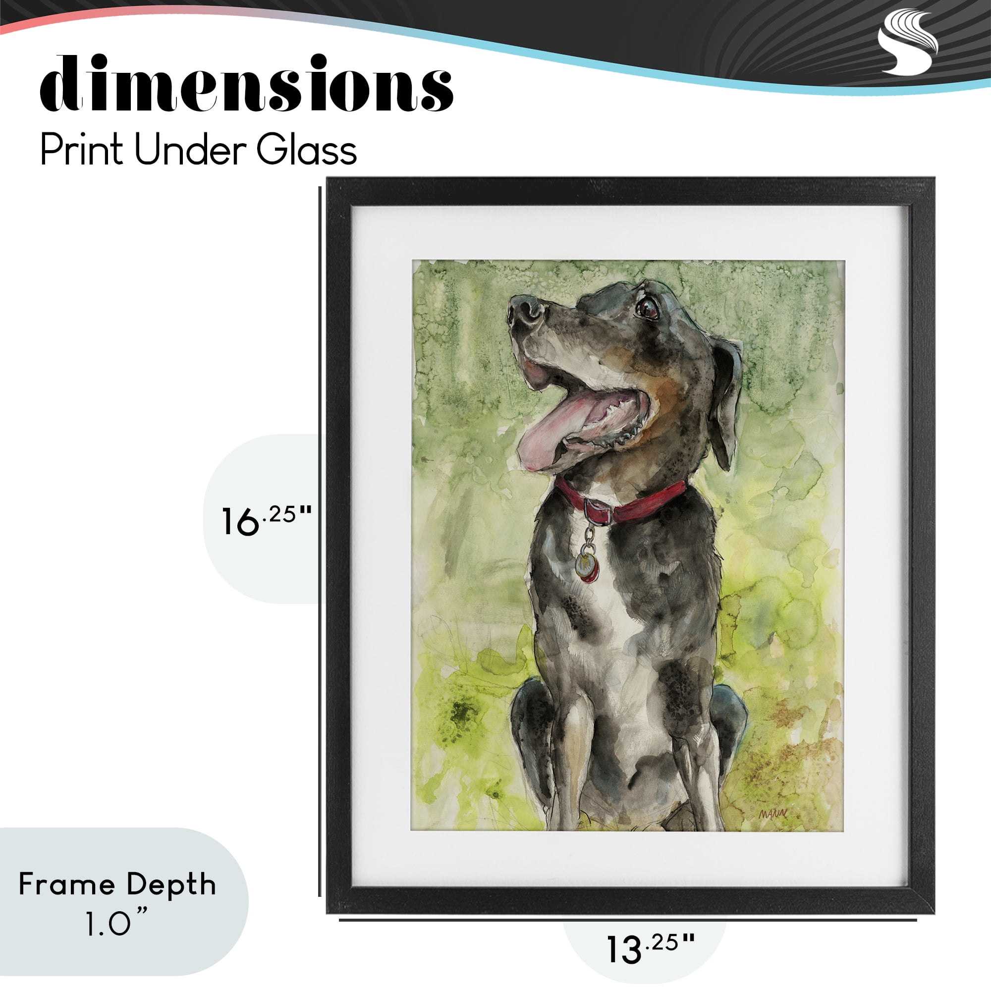 Stupell Industries A Dog's Happiness Black Framed Print Under Glass, design by Patti Mann